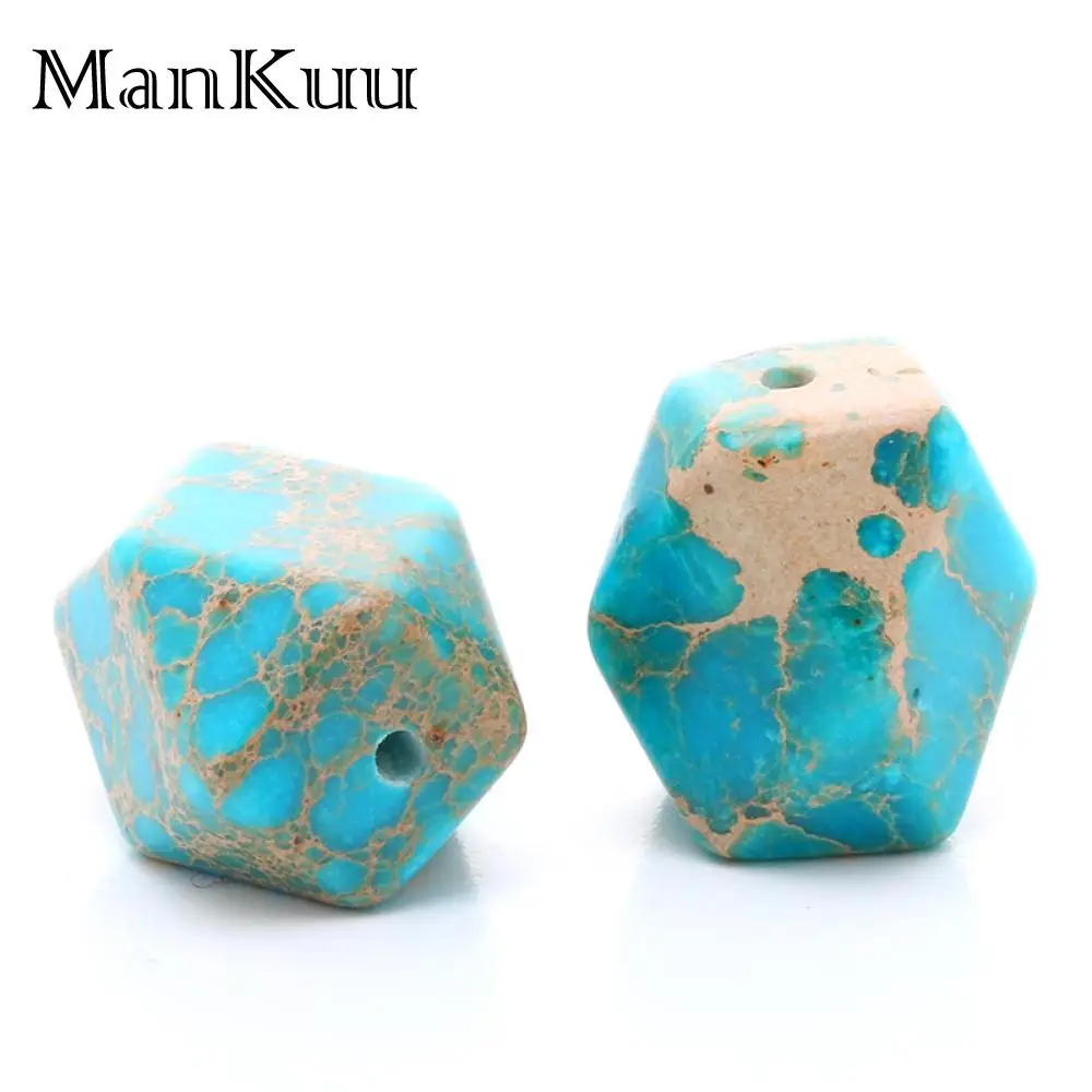 

Mankuu Sky Blue Jaspers Beads 12*16mm Irregular Faceted Natural Stone Beads For Jewelry Making 5pcs/Lot Wholesale Beads Supplies