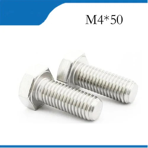 

Free shipping50pcs/Lot DIN933 M4x50 mm M4*50 mm 304 Stainless Steel hex bolts Outside the hexagonal screw m4 bolts,m4 nails
