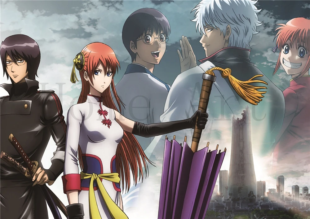 2 плаката Gintama прозрачные наклейки на стену украшение для дома