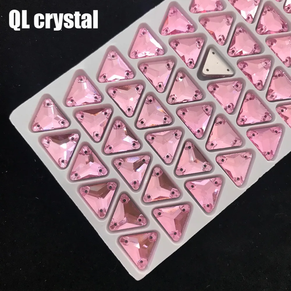 QL Кристалл 12x12 мм розовый три угла пришить для Diy свадебное платье Одежда обувь