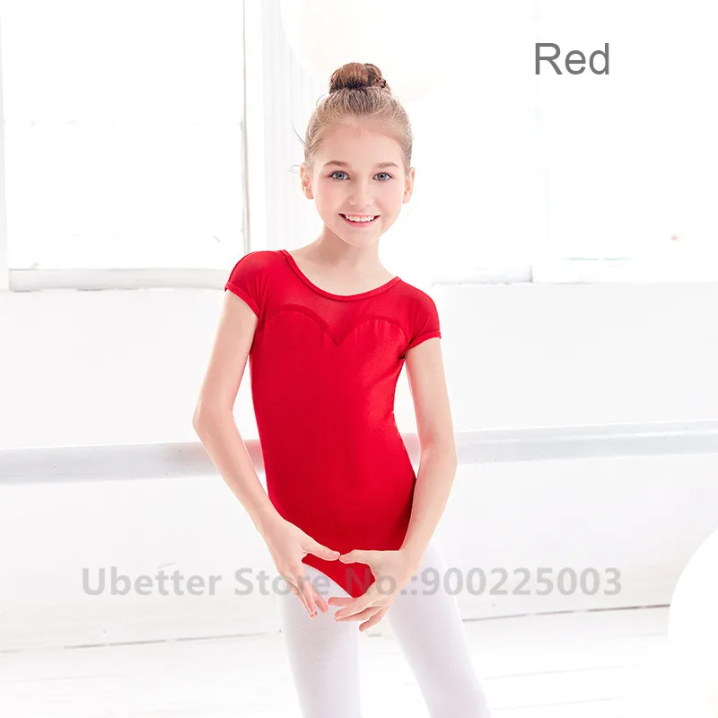 Платье для балета и танцев, одежда для занятий детей, летняя коротко-рукавная хлопковая гимнастическая леотард для девочек, одежда для тела D022.