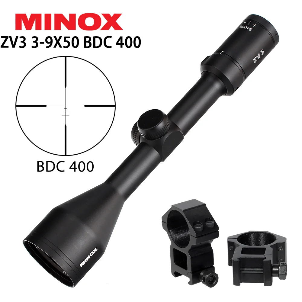 Охотничий MINOX ZV 3 3-9X50 BDC 400 визир прицел 1 дюймов труба длинный глаз рельеф тактический оптический прицел оптические прицелы - Цвет: with Picatinny Rings