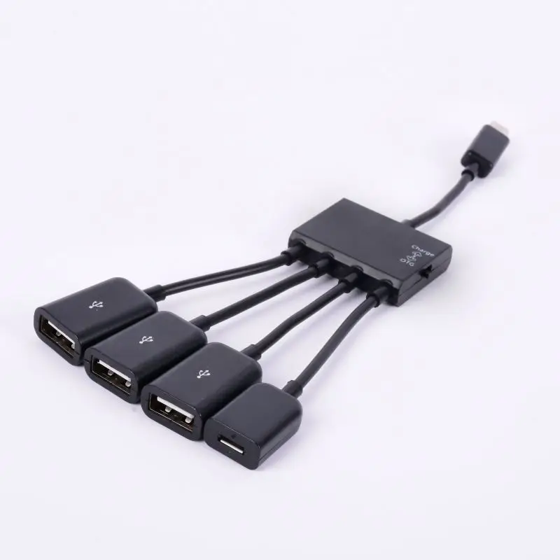 Высококачественный стандартный 4 в 1 Удлинительный адаптер Micro USB OTG Hub зарядный