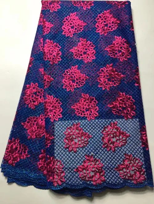 Синий последние африканские шнур кружева 2016 французский чистая Dentelle Ткани для