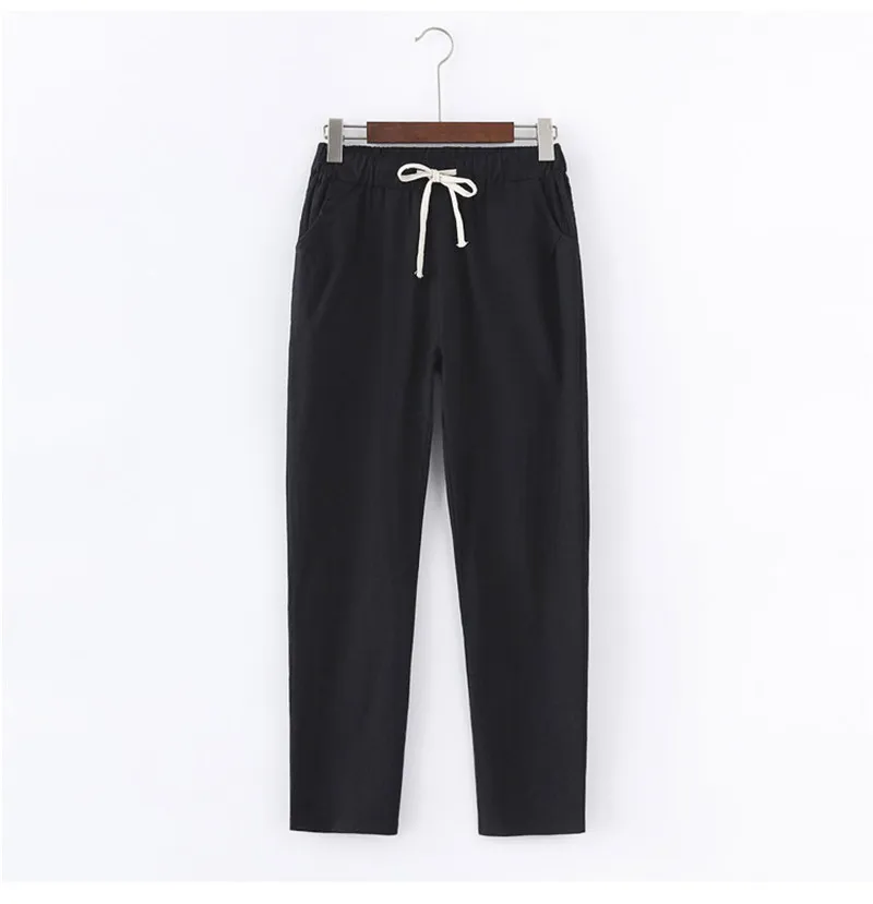Летние штаны на шнуровке, женские спортивные штаны, Pantalon Femme, яркие цвета, хлопковые льняные штаны-шаровары, повседневные женские брюки размера плюс, C5212