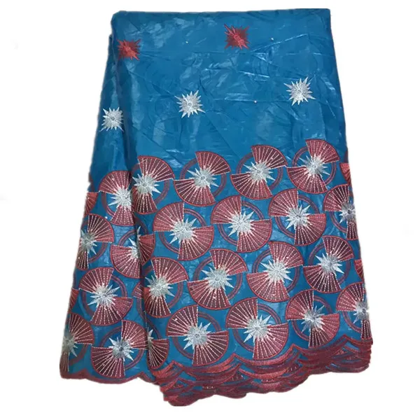 AP33 Sky blue Free Shipping (5yards/pc) 2017 High Quality African Jacquard Cotton Fabric Embroidered Bazin Lace for party dress | Дом и сад