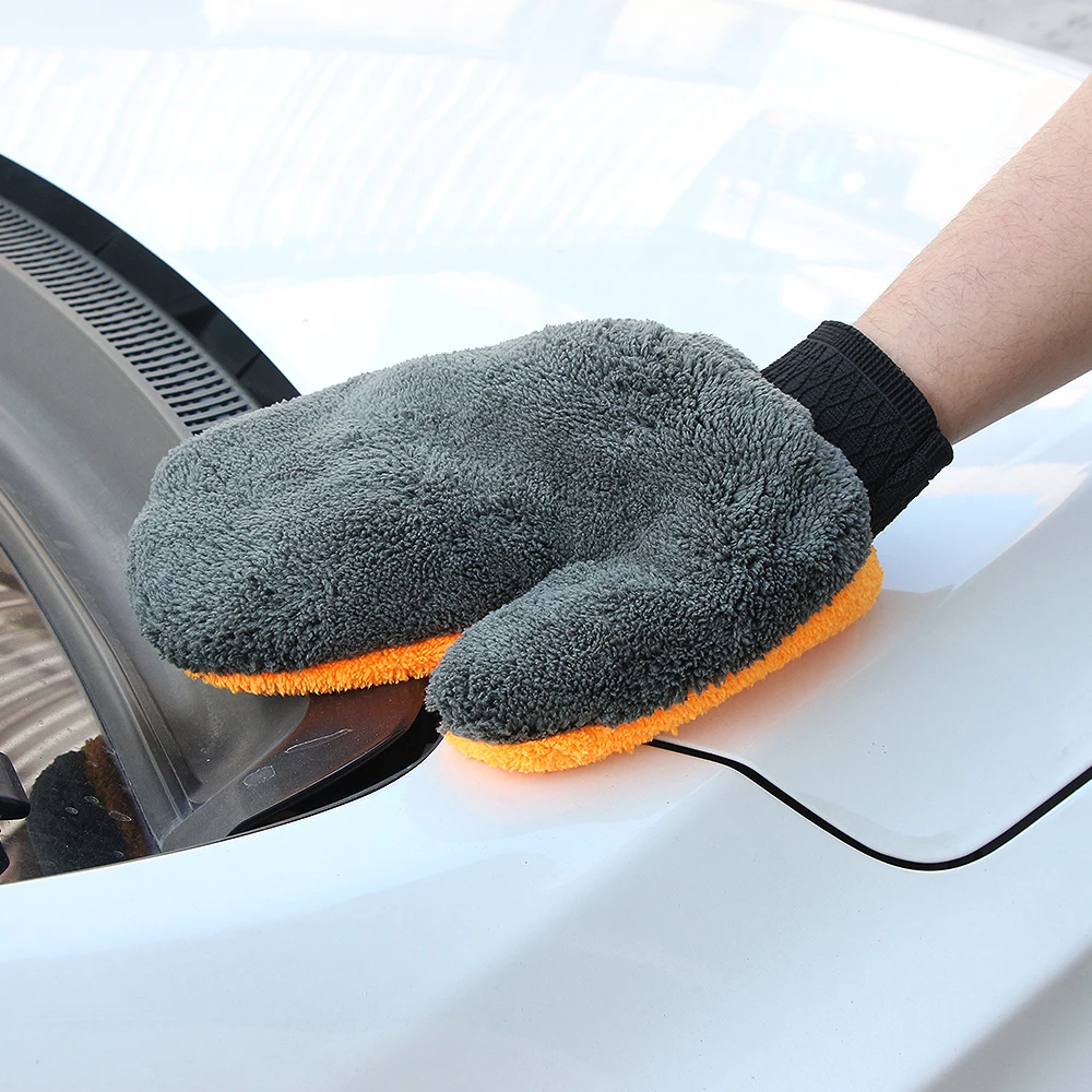 1 шт. Коралловая флисовая перчатка для мытья машины Чистящая рукавица короткая