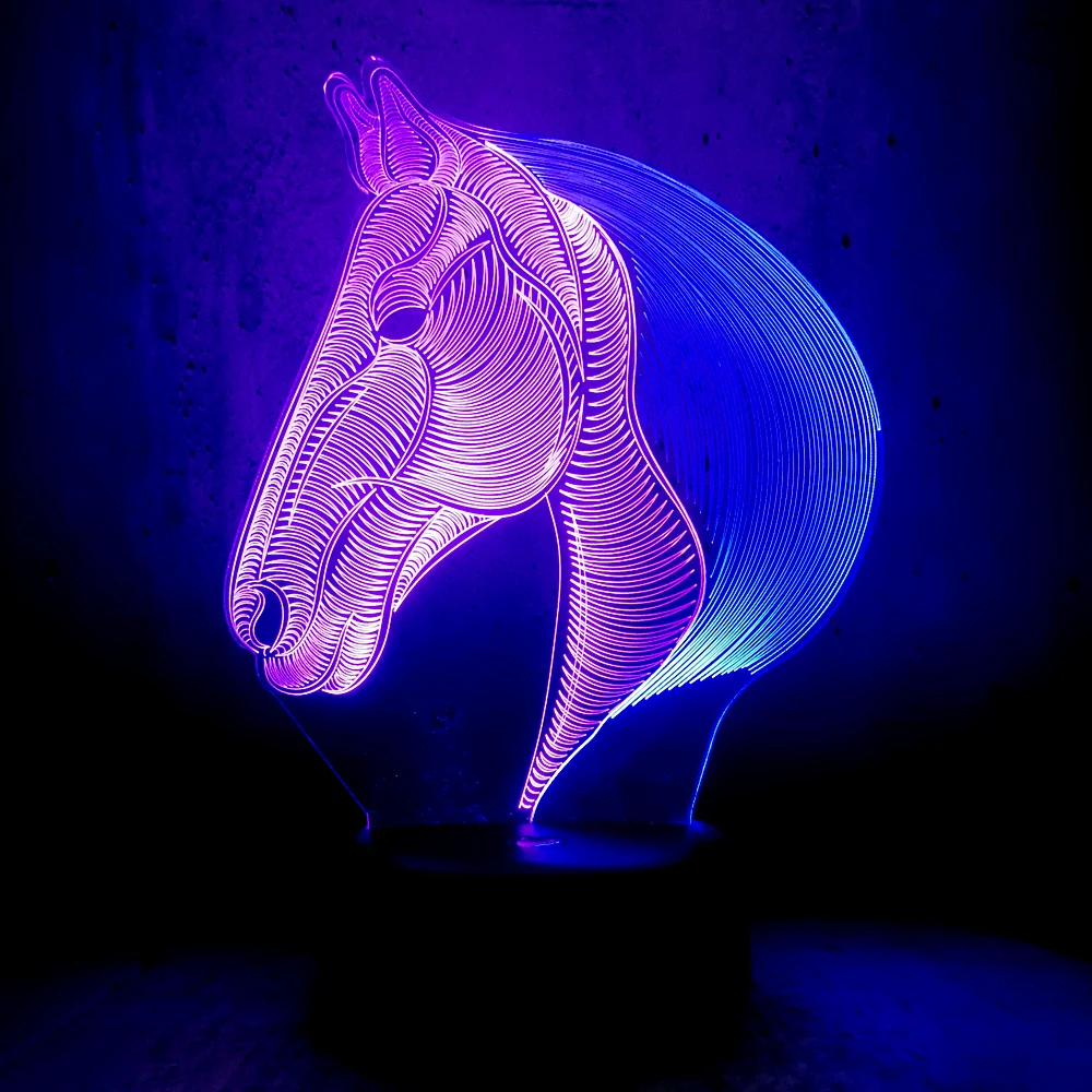 Mixed Color 3D Lamp Night Light Animal Horse Children's Decor Projection LED Table Lava Luminaria Fixtures Desk Lamparas | Лампы и