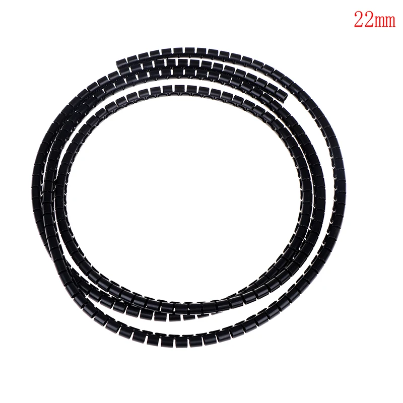 Black 22mm 1 м 8/16/22/32 мм проволока из нержавеющей стали рулон туб клипы кабельная муфта Органайзер трубы Обёрточная Бумага шнур протектор Гибкая спиральная Управление устройства - Цвет: Black 22mm