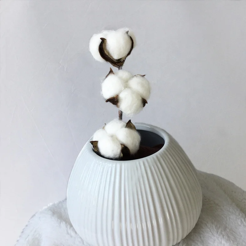 8 Inch 3 Heads Artificial Cotton Flower Boll Single Picks for Farmhouse Decor Dried Flowers | Дом и сад