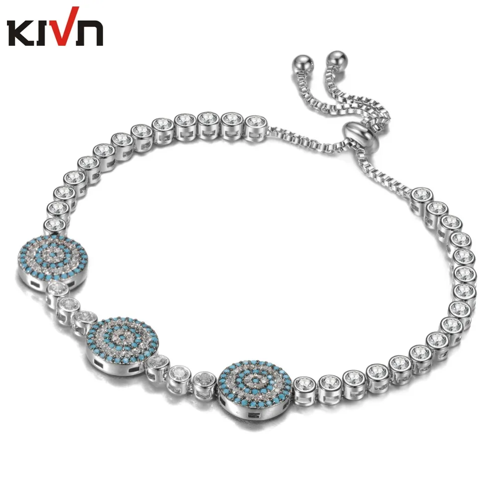 

Womens Fashion Jewelry Adjustable Blue eye CZ Cubic Zirconia Tennis Charm Girls Wedding Bridal Bracelets Promotion Birthday Gift