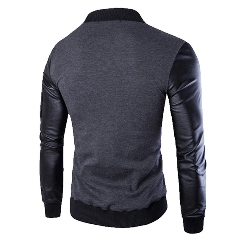 UplzCoo Bomber Jacket Men Coats Patchwork Leather jacket Outerwear Autumn Slim Fit 2018 Brand Male Motorcycle Jackets FM001 | Мужская