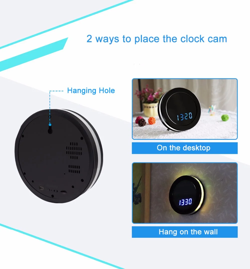 HD 1080P настольные часы камера электронная IP WIFI P2P ТВ ночное видение монитор