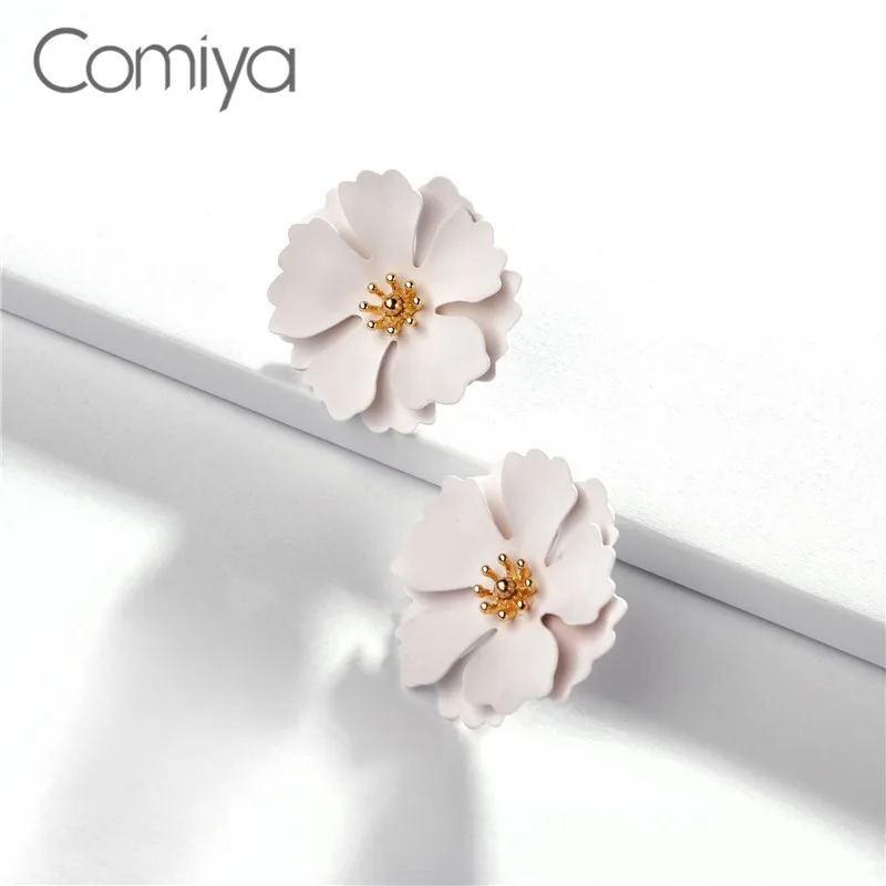 Comiya акриловые цветы корейские серьги гвоздики для женщин модные золотые цветной