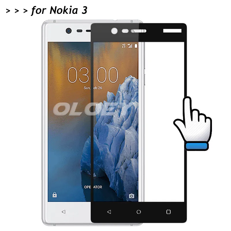 Для Nokia 3 Полное покрытие защитная пленка из закаленного стекла 9h на Nokia3 TA 1020 1032 1028