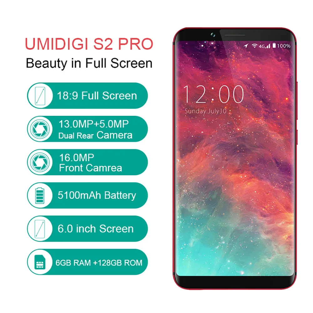 Смартфон UMIDIGI S2 Pro 6 0 'ƊG LTE ГБ + 128 Android 7 5100 мАч мобильный телефон S.14|Органайзеры