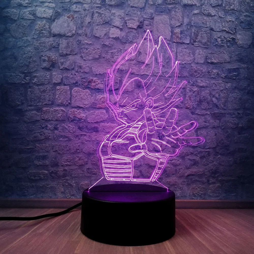 Хит продаж Seven Dragon Ball Vegeta Super Hero 3D Светодиодная лампа RGB светильник 7 цветов Ночной