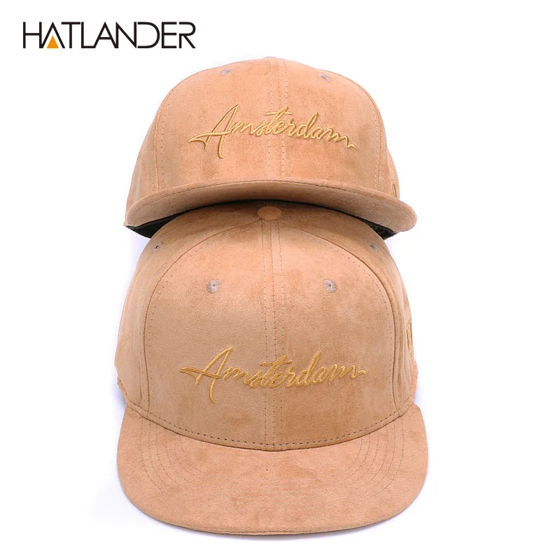 HATLANDER однотонные замшевые снепбеки с вышитыми буквами Кепка в стиле хип хоп для