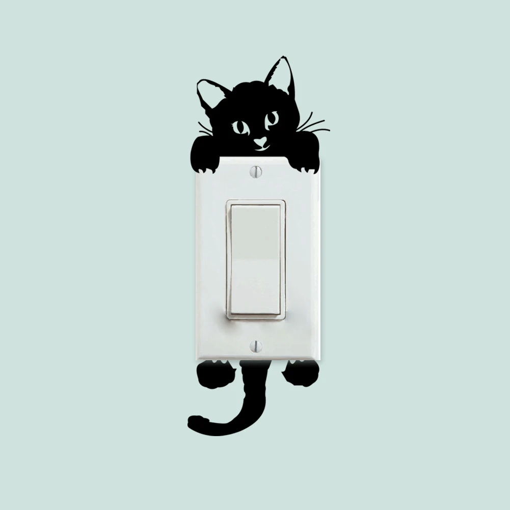 

DIY Cute Kitty Cat Switch Stickers Funny Black Cats Wall Sticker Lovely Fresh Home Decor Decals Living Room Bedroom Nursuries
