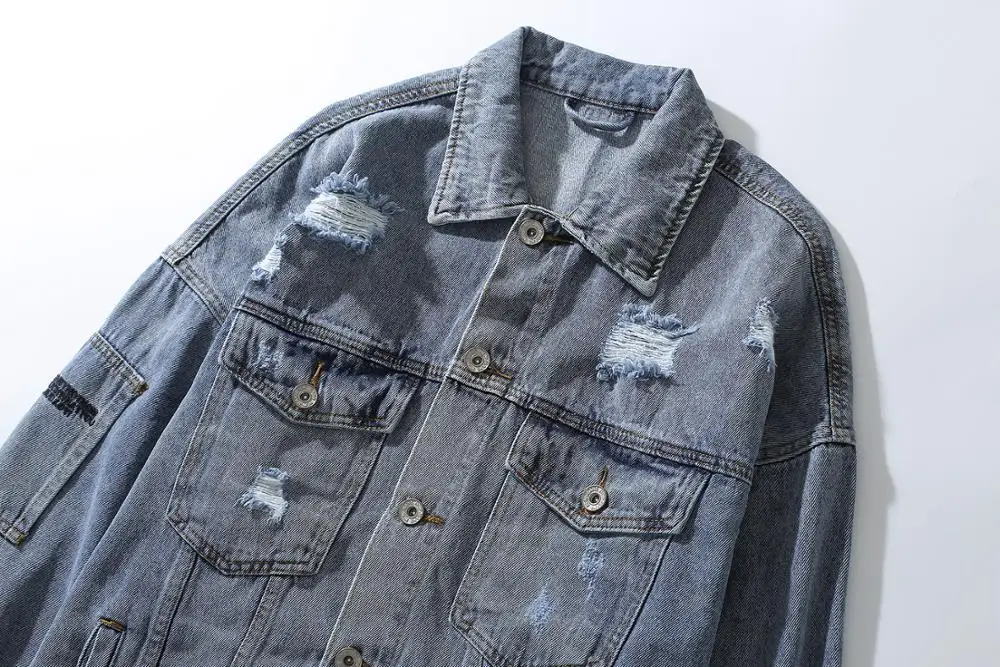 2019 New Arrival Vintage Hipster light blue cool jackets men clothes hip hop denim jean jacket clothing Coat Autumn winter | Мужская