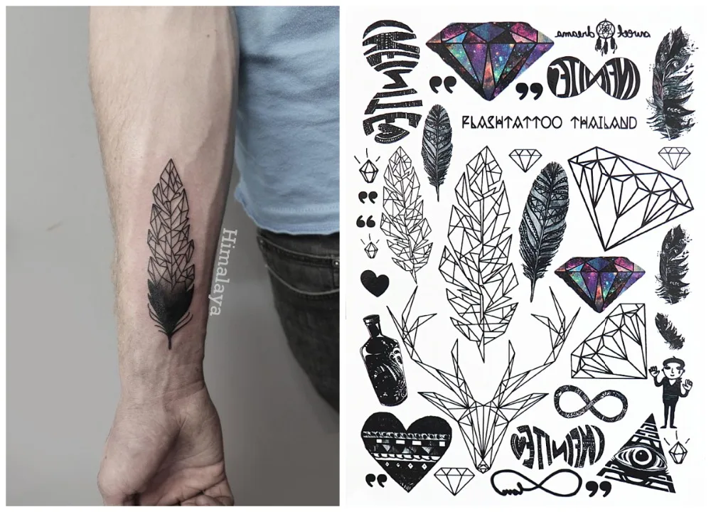 Временная татуировка #397 унисекс новые трендовые татуировки в виде листьев