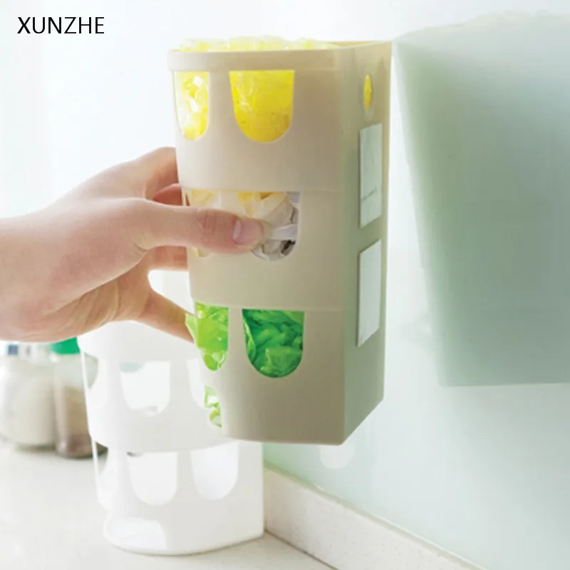 XUNZHE Новая креативная настенная корзина для хранения с липким мешком мусора