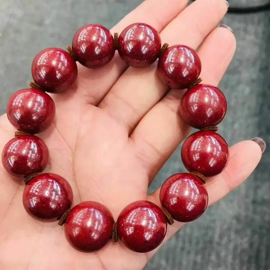 

16mm Nature Ore Bangle zinnober bracelet talisman exorcise Amulet Lucky exorcise