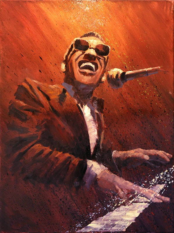 

Free Shipping Handpainted Modern Abstract Oil Paintings Wall Pictures on Canvas Ray Charles Pianist Wall Art Home Decoration