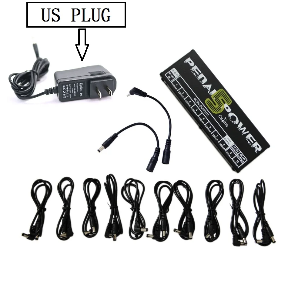 US PLUG Muse-Лидер продаж Caline CP-05 гитарные педали эффектов Питание десять изолированные выходы(9 В, 12 В, 18 V) Напряжение защиты - Цвет: US PLUG