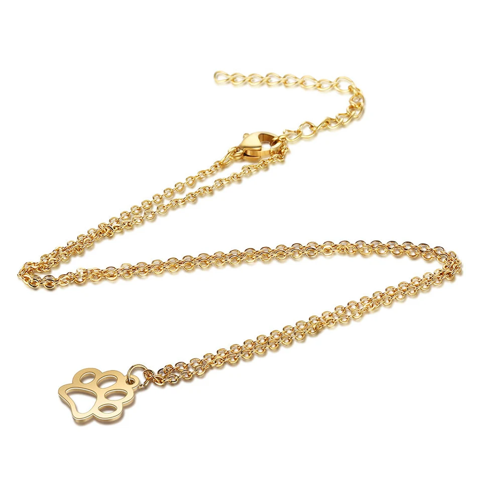 Собачье ожерелье с подвеской в виде лапы для женщин из нержавеющей стали