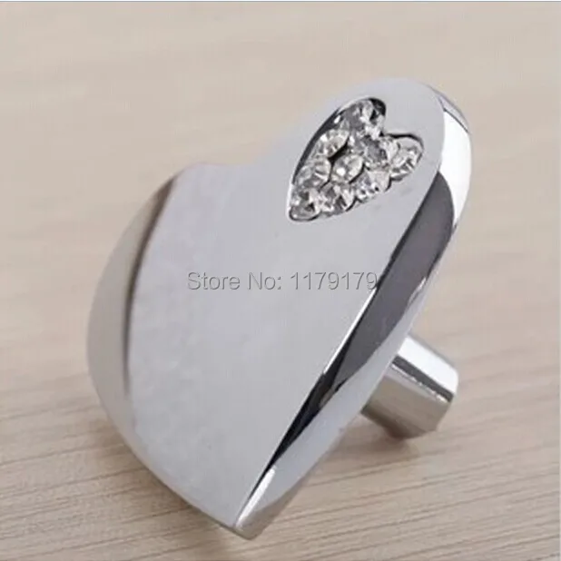 

love heart glass crystal drawer knob pull silver kitchen cabinet handle knob chrome dresser cupboard furniture hardware handles