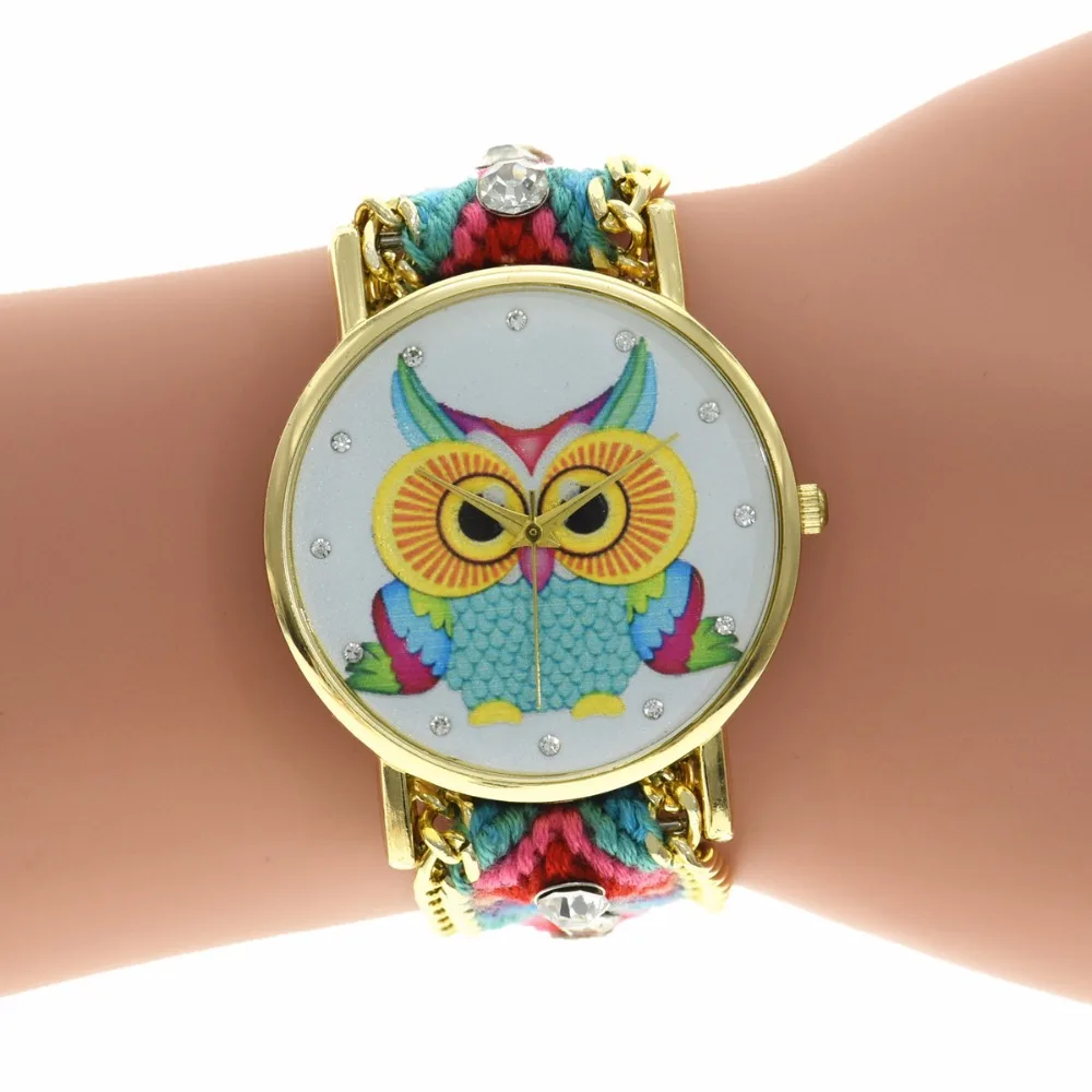 100 шт./лот 3D Стильные Плетеные часы с веревкой модные женские ремешком из ленты