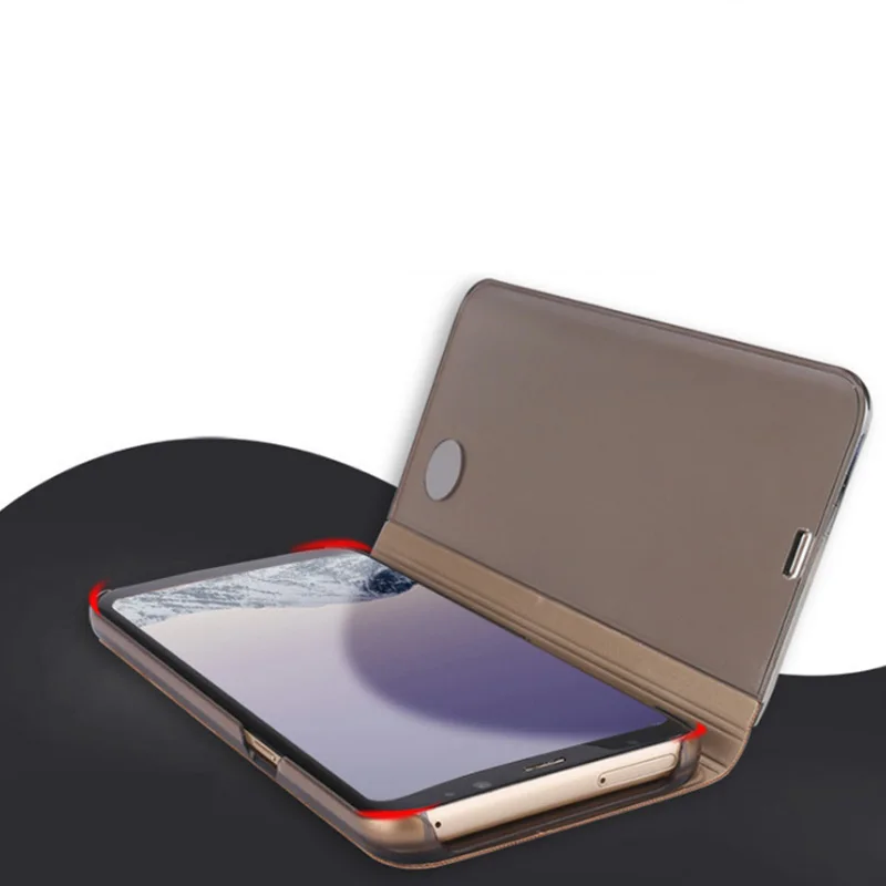 Чехол-книжка с подставкой для телефона Samsung S8 прозрачные зеркальные Чехлы Note5 8 S6 S7