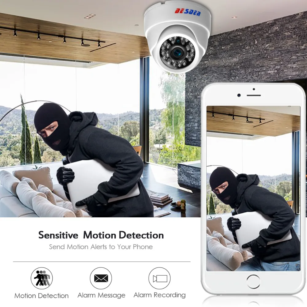 BESDER H.265 3MP HD IP камера Аудио Full Крытая ИК Ночная купольная видеокамера аудио