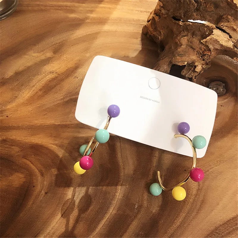 Женские серьги с цветными бусинами Ears high корейские модные серьги-кольца C