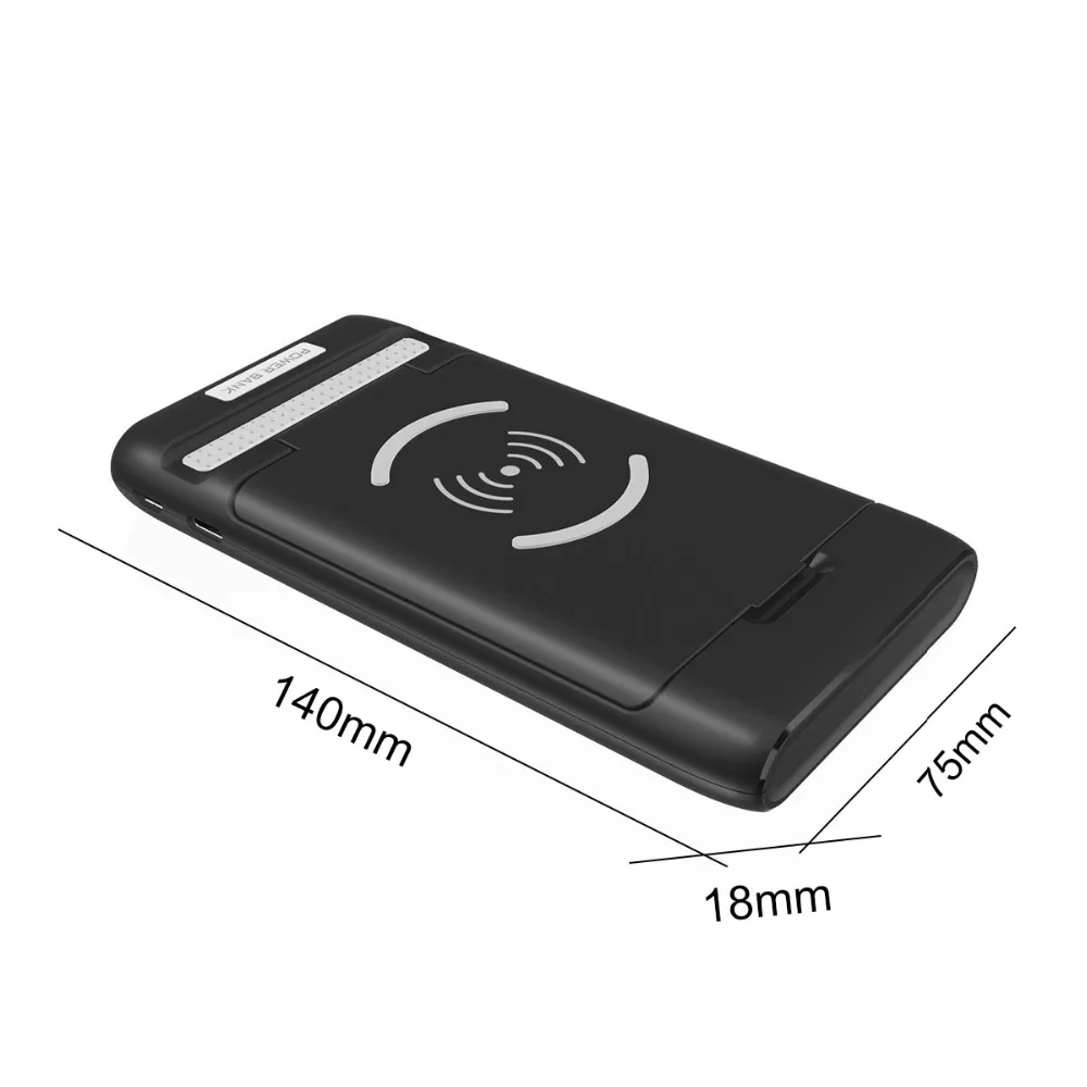 FDGAO 10000 мАч Портативный Qi беспроводной банк питания USB Type C PD Быстрая зарядка для