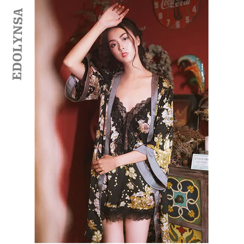 Комплект ночного белья из двух предметов женский роскошный банный халат с