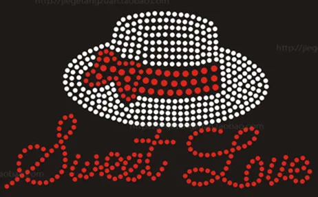 2 шт./лот Милая любовь шапка Горячая фиксация Стразы дизайн мотив термоклейкие