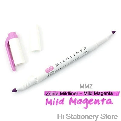 Mild Magenta 1PC 1 шт., двухсторонний маркер-маркер с принтом зебры, с круглым носком/косой мягкой поверхностью, 15 цветов на выбор, для офиса и школы - Цвет: Mild Magenta 1PC