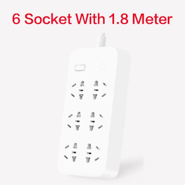 6 socket Xiaomi Mijia power Strip Быстрая зарядка 2500 Вт 10А 6 стандартных розеток/8 стандартных розеток/3 гнезда 1,8 м кабель для зарядки - Цвет: 6 socket