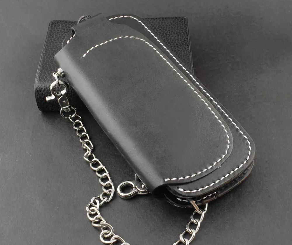 Черный Байкерский мотоциклетный кошелек с длинной цепочкой из металла|leather wallet