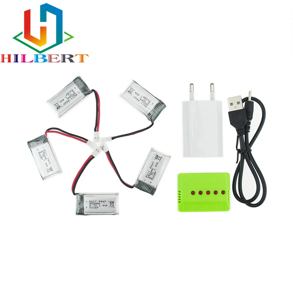 5 шт. 3 7 В 380 мАч LiPo батарея с X5 зарядным устройством для JRC H6C Hubsan H107 DM003 RC