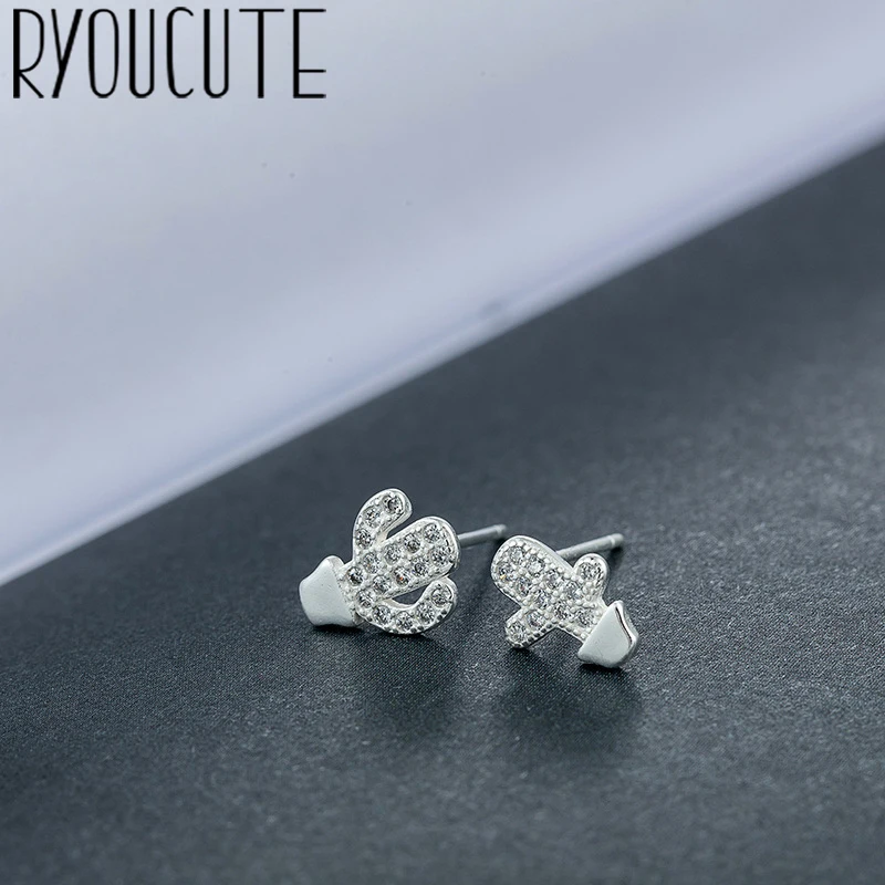RYOUCUTE Настоящее серебро 925 проба серьги «кактус» для Для женщин Элитный бренд свадебные украшения подарок модное серебристое Серьги Brincos