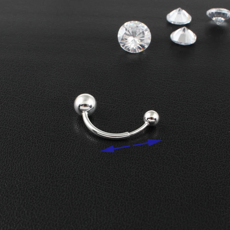 Кольцо для пупка из серебра 925 пробы ювелирное изделие с двумя шариками