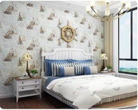 beibehang mediterranean childrens room non woven papel de parede 3d wallpaper nautical stripes bedroom background wall paper