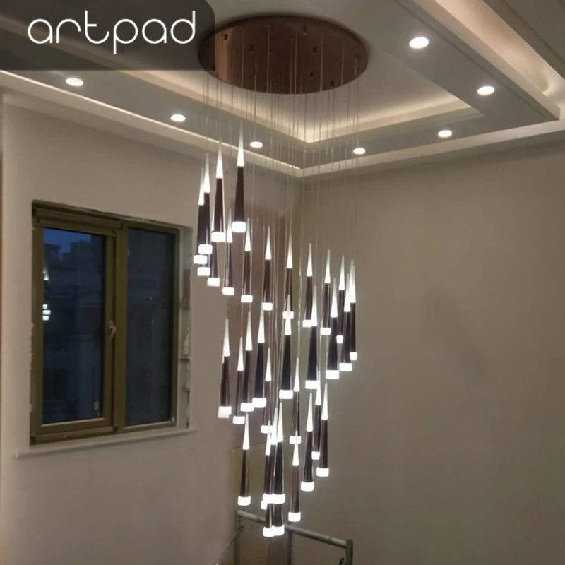 Винтовая люстра Artpad большого размера для лестницы светодиодная лампа в