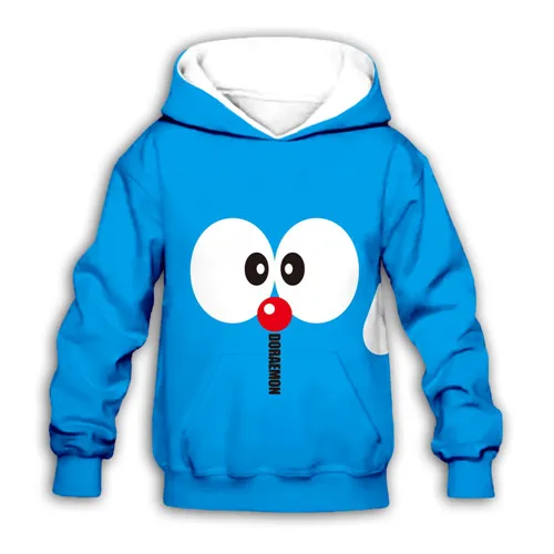 Kids hoodies Детские синие толстовки с капюшоном и 3D-принтом «Nobita Nobi kawaii Doraemon» модная толстовка с капюшоном для маленьких мальчиков и девочек, комплект уличной одежды, пуловер - Color: Kids hoodies
