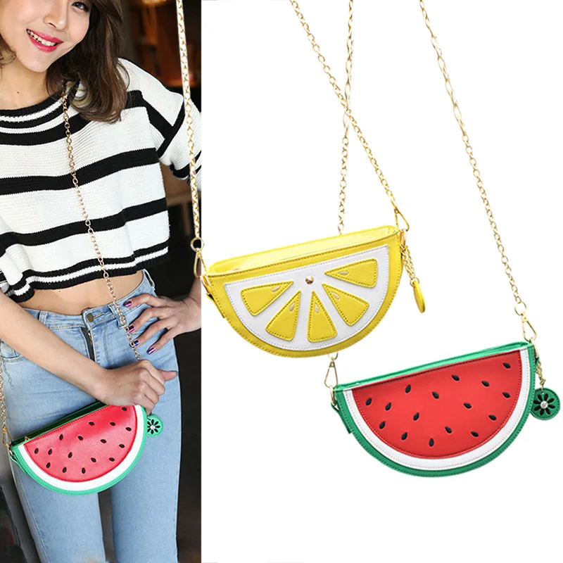 Сумка в форме арбуза оранжевого цвета вечерняя сумка-клатч с фруктовой цепочкой