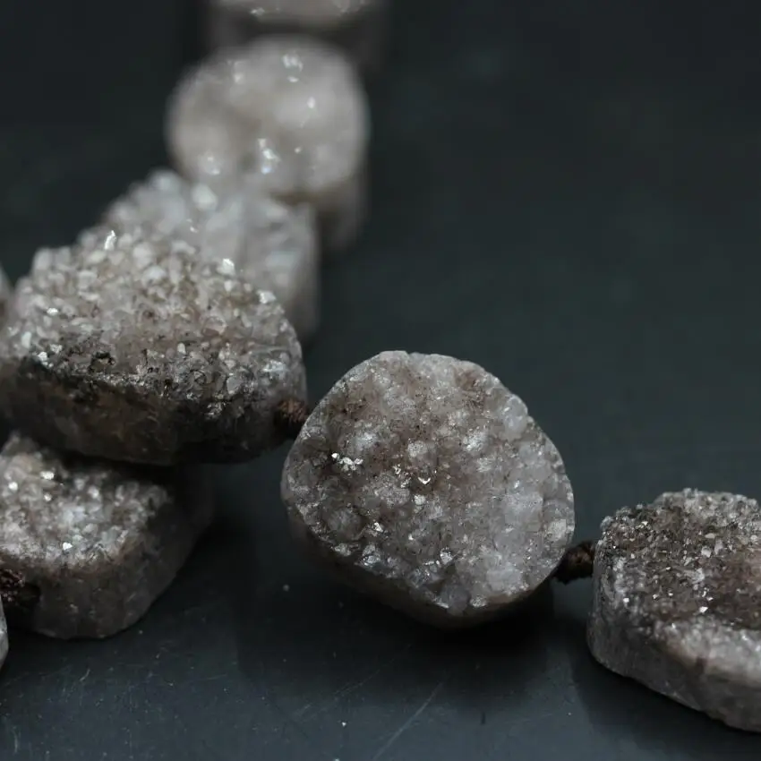 Дымчатые гранулы из натурального кварца Geode Drusy коричневые агат кристаллический