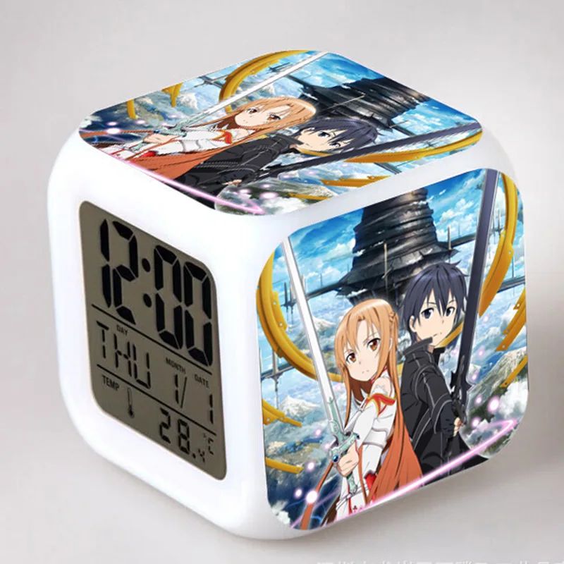 Статуэтка из игры в интернете Sword Art будильник со светодиодной подсветкой цветная